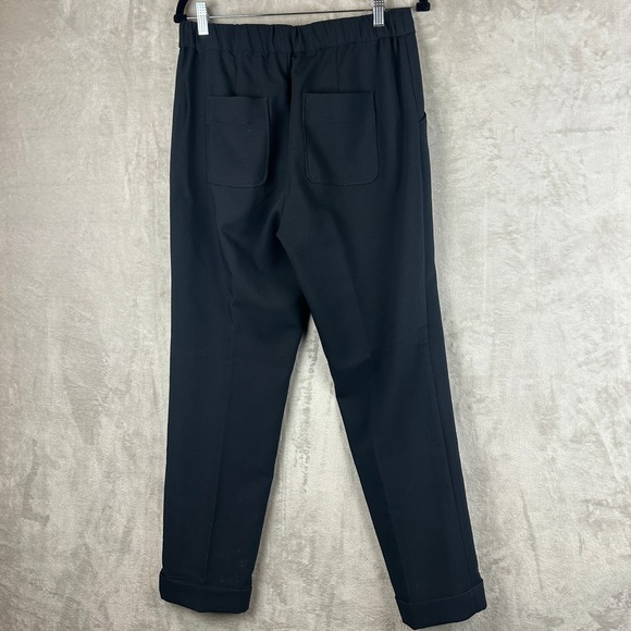 Maeve Anthropologie Black Dress Pants High Rise Cuffed Tapered Trousers Size 8 - Picture 4 of 11